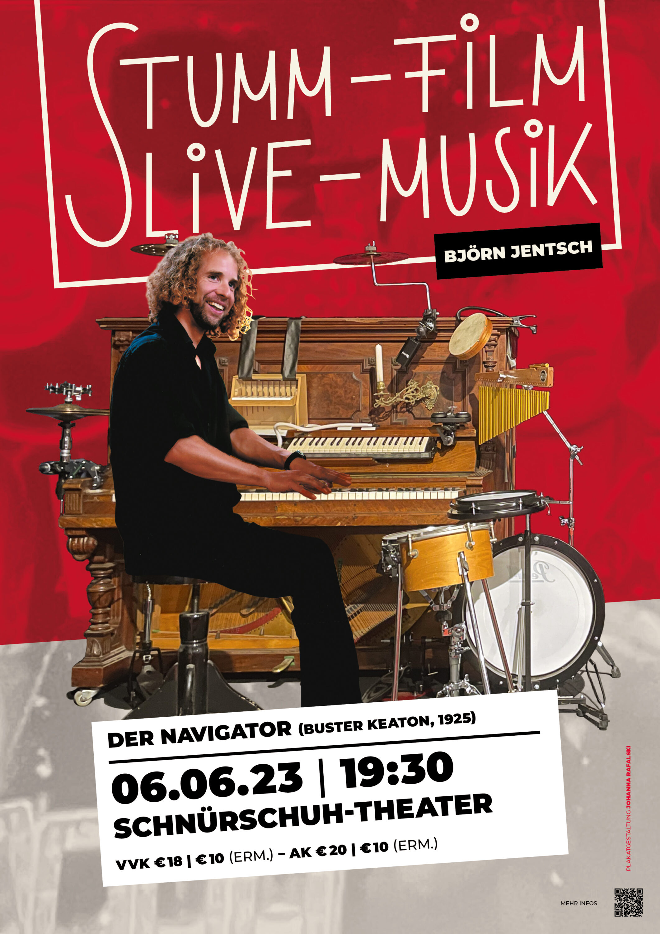 Plakat für die Veranstaltung "Stumm-Film-Live-Musik" von Björn Jentsch